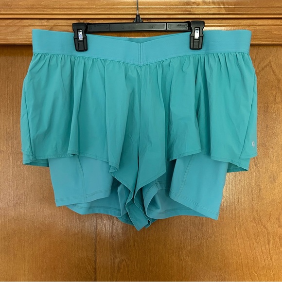 PopFlex On The Run Ruffle Athletic Workout Shorts Blue Size 1x - Picture 1 of 10
